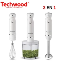 Bras Mixeur Plongeant 3en1 Techwood - 600W 500mL Multifonctions avec Hachoir et Fouet 