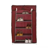 Porte Chaussures - Armoire a chaussures 5 étages pour rangement Tissu - Grenat خزانة ترتيب الاحذية