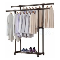 غرف-الملابس-penderie-porte-vetements-double-barre-en-metal-50-kg-avec-etagere-pour-chaussures-et-4-roues-140x150x42-cm-باش-جراح-الجزائر