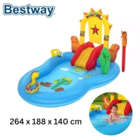 Piscine et Toboggan Gonflable Wild West - 264 x 188 x 140 cm - Bestway - Centre de Jeux Pour Enfants