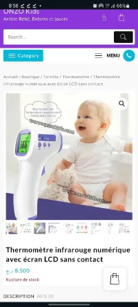 Thermomètre infrarouge numérique avec écran LCD sans contact