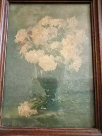 tableau peinture originale huile sur toile signée Charles wittmann bouquet de roses 