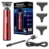 rasage-et-epilation-tondeuse-a-cheveux-kemei-rechargeable-sans-fil-avec-3-pics-accessoires-rouge-batna-algerie