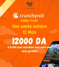 Abonnement Crunchyroll Mega Fan 12 Mois  Family plan (5 Profils) avec votre Email.