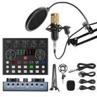 Kit de Microphone à Condensateur BM800 avec Carte Son V8s  طقم ميكروفون إحترافي مع جهاز تعديل الصوت