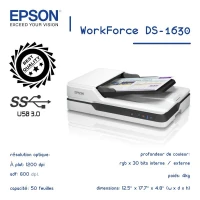 SCANNER Epson A4 WorkForce DS-1630 avec Chargeur automatique