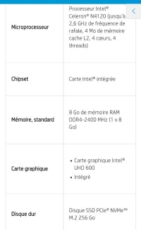 Hp laptop 15 celeron n4120 8gram 256gsto
