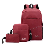 Sac à dos homme avec sac bandoulière et trousse 3en1 محفظة ظهر رجالية 3 قطع 