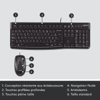 KIT CLAVIER SOURIS FILAIRE USB  MK120 FRANCAIS