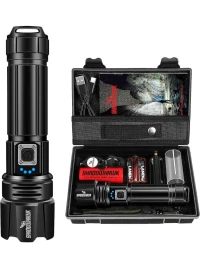 Lampe Torche Militaire (Allemagne) rechargeable USB-10,000lumens élevés XHP70.2,étanche IP67,chocs