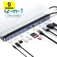 Docking station BASEUS 12en1, pc hub 12in1 pour laptop, pc portable HDMI RG45 Carte mémoire charging