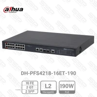 Switch 16 Port Fast Ethernet PoE 190W, 2 x Gigabit Combo (RJ45/SFP), mangeable, rackable