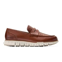 Zerogrand Remastered Penny Loafers Woodbury Stamped   Natural Tan   Ancient Scroll