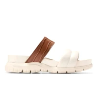 Zerogrand Double Band Slide Sandals Ivory Ch Dk Cuoio Croc Print Gold Metallic Ivory