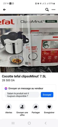 Cocotte minute tefal 7,5 double joint 