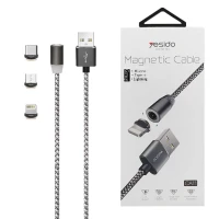ADAPTATEUR MAGNETIC CABLE  3EN 1 LOUNA ET TYPE ET LIGHTNING  YESIDO CA11