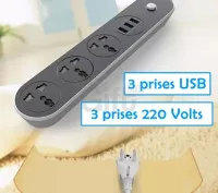 MULTIPRISE LDNIO 3 USB PORT ET 03 PRISE UNIVERSELLE 2500W SC3301