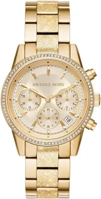 Montre chronographe Michael Kors Ritz Montre chronographe en acier inoxydable doré pour femme MK6597