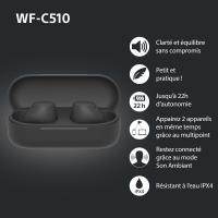 Sony WF-C510 Écouteurs intra-auriculaires, connexion multipoint, IPX4, charge rapide, iOS et Android thumbnail 2