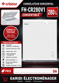ثلاجات-و-مجمدات-congelateur-coffre-cristor-280l-gris-convertible-fh-cr280v1g-neuf-جسر-قسنطينة-الجزائر