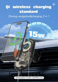 LDNIO MA30/1 15W Chargement sans fil TypeC Support de téléphone magnétique pour voiture.