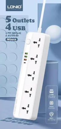 Multiprise 5 Prises+3USB+1Type C 2m Prises UK/EU/US/AU SC5415-LDNIO.
