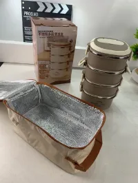 Boîte à lunch Bento 4 niveaux en acier inoxydable 316 avec sac isotherme