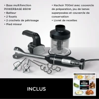 Bras Mixeur NINJA Foodi 3-en-1, Mélangeur Hachoir à main, pétrir,850W,NOIR-ci100