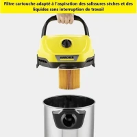 ASPIRATEUR SEC ET HUMIDES Karcher WD3 INOX - 2EN1-17L-1000W