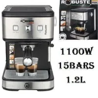 Robuste MOKA Machine a cafe a bras -15 bar-1.2L-1100W- Noir -Argent