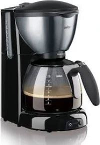 Braun CaféHouse Pur AromaDeluxe Cafetière Filtre Acier Inox/Noir - 1100 W - KF570/1