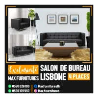 SALON DE BUREAU - CUIR SYNTHETIQUE - LISBONE - 4 PLACES