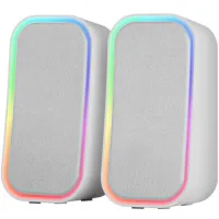 Mars Gaming MS-OM White Speaker System 20W Gaming Speakers, Dynamic RGB Lighting, Bluetooth 5.3 + AUX-IN, Volume Control Box, Custom DSP Chipset, Universal Compatibility