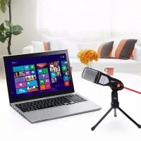 3.5mm with Foldable Tripod Portable Wired Microphone for Laptop Desktop PC