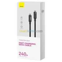 BASEUS TUNGSTEN GOLD - FAST CHARGING DATA CABLE 3M - TYPE-C TO TYPE-C - 240W - ALLIAGE - E-marker