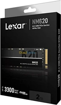 Lexar NM620 SSD 2To - Disque Interne - M.2 2280 PCIe Gen3x4 NVMe Jusqu'à 3500 Mos