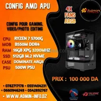 CONFIG AMD APU - RYZEN 7 5700G - B550M DDR4 - 16G XPG 3200MHZ - 512GB M.2 - 500 W - DOMINATE ARGB