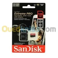 SANDISK EXTREME PRO 128GB - CARTE MÉMOIRE MSDXC UHS-I - JUSQU'À 200 MOS - UHD 4K - AVEC ADAPTER