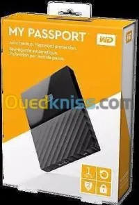 WD MY PASSPORT 1 TB - Disque Dur Externe USB 3.2 - Noir - 