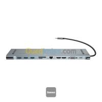 BASEUS ELITEJOY 11 PORT TYPE-C HUB ADAPTER - 3 x USB 3.0 - RJ45 - CARTE SD&TF - 2 HDMI - VGA -TYPE-C thumbnail 3