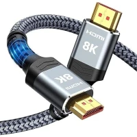 Câble HDMI 2.1 Ultra HD 8K @60Hz, 4K @120 Hz (2m), 48 Gbps, eARC, HDCP, VRR HDR 10, pour TV 3D, 