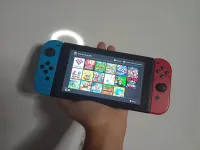 Switch v2 flashé+chargeur original joycon droite édition mario m3amra bles jeux