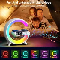 Haut-parleur Bluetooth petit G, lumière audio RVB avec horloge, chargement sans fil