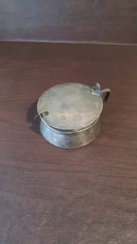 Pot à confiture Sucrier en métal argenté signé LUCCHETTI , Art déco