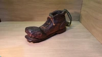 Vintage Sculpture godillot, soulier en bois