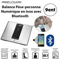 Balance Pèse-personne Numérique en inox avec Bluetooth 9en1 | ProfiCare