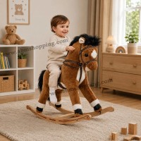 Cheval à bascule en peluche avec sons pour enfants