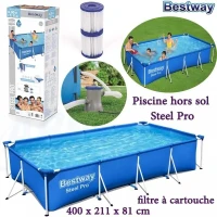 Piscine hors sol Steel Pro 400  211 81 cm  filtre à cartouche Bestway (facturation disponible) 