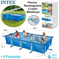 Piscine Rectangulaire 300x200x75 cm à cadre métallique  Intex