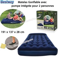 Matelas Gonflable avec Pompe intégrée pour 2 personnes 191x137x28 cm_ Bestway